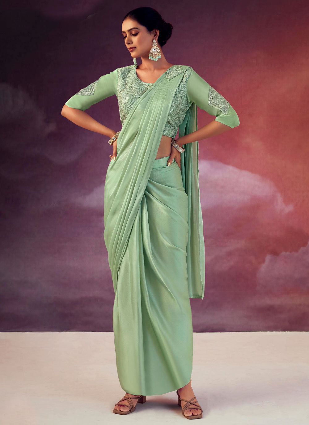 Observable Green Silk Trendy Saree