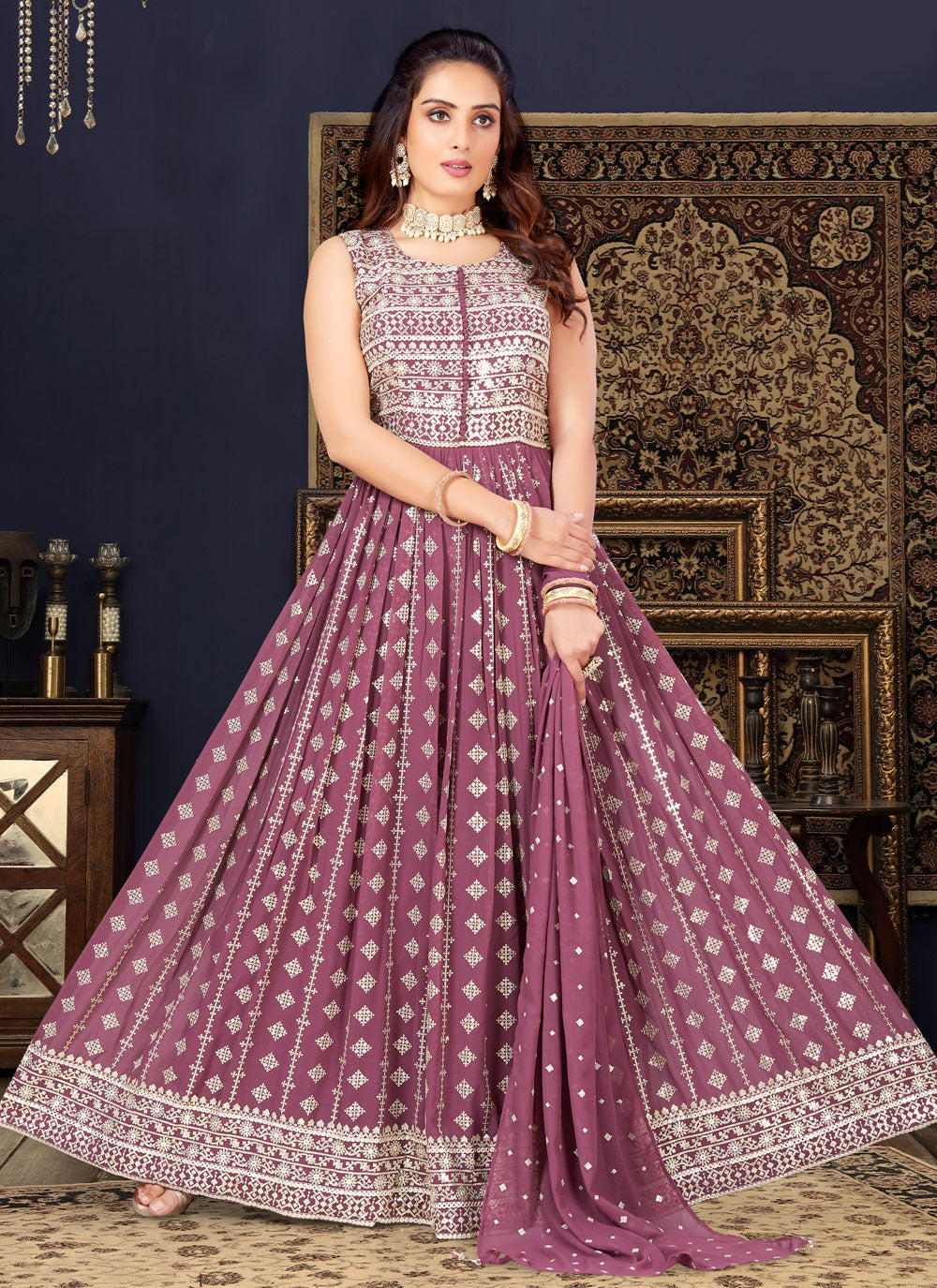Cotton Silk Floor Length Anarkali Salwar Suit