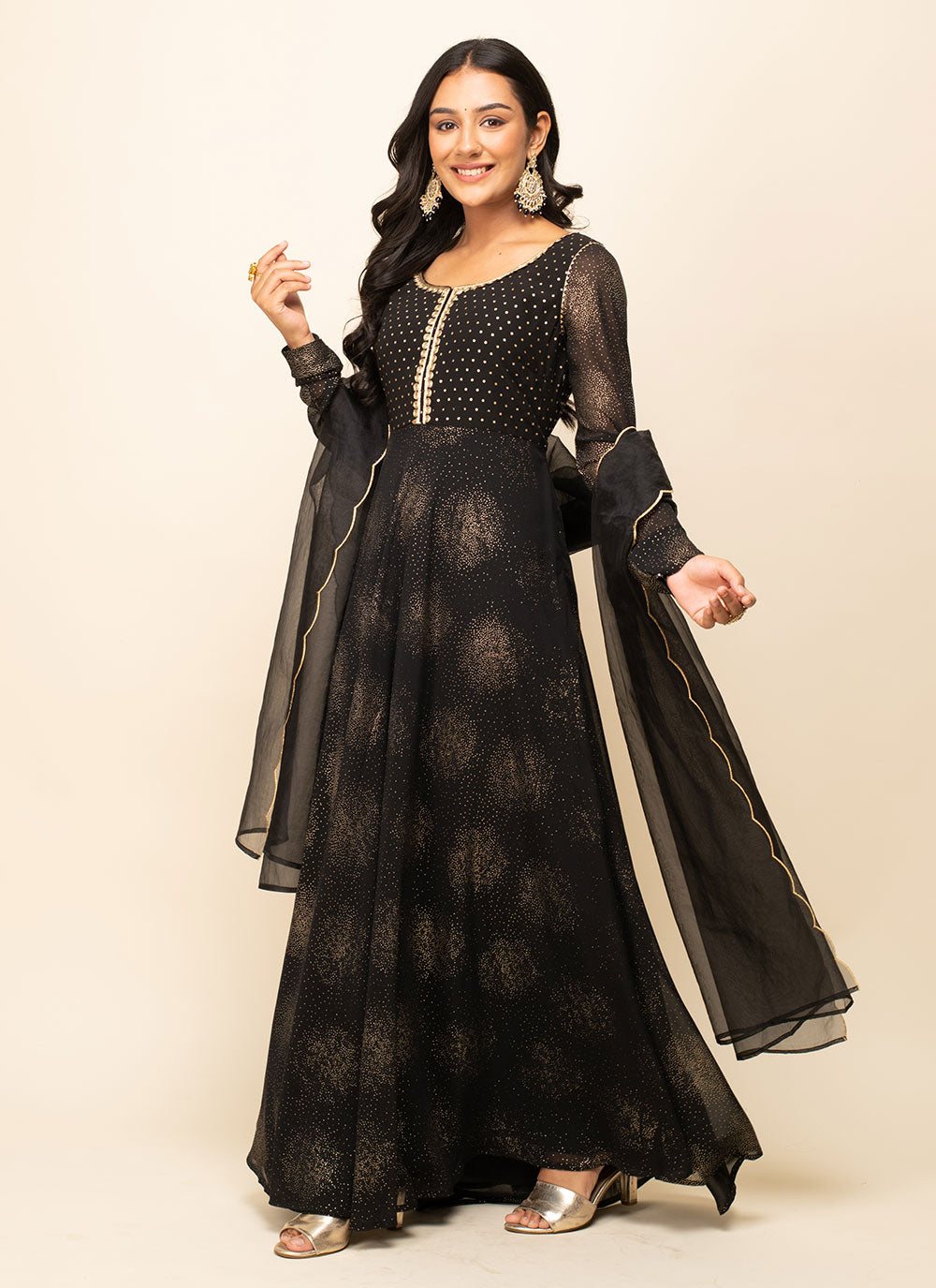 Black Georgette Designer Gown With