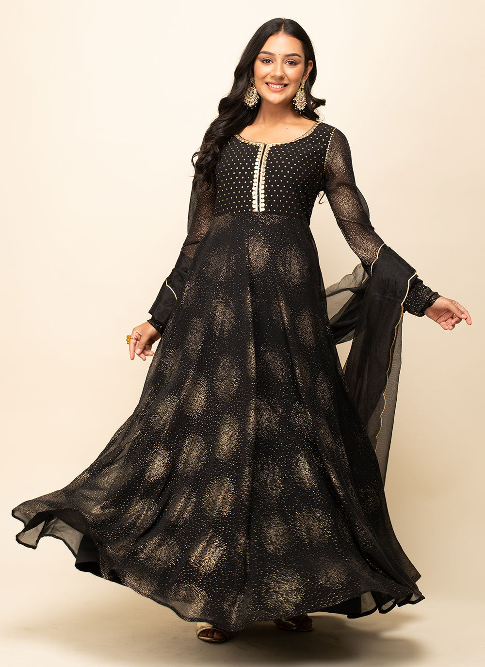 Black Georgette Designer Gown With