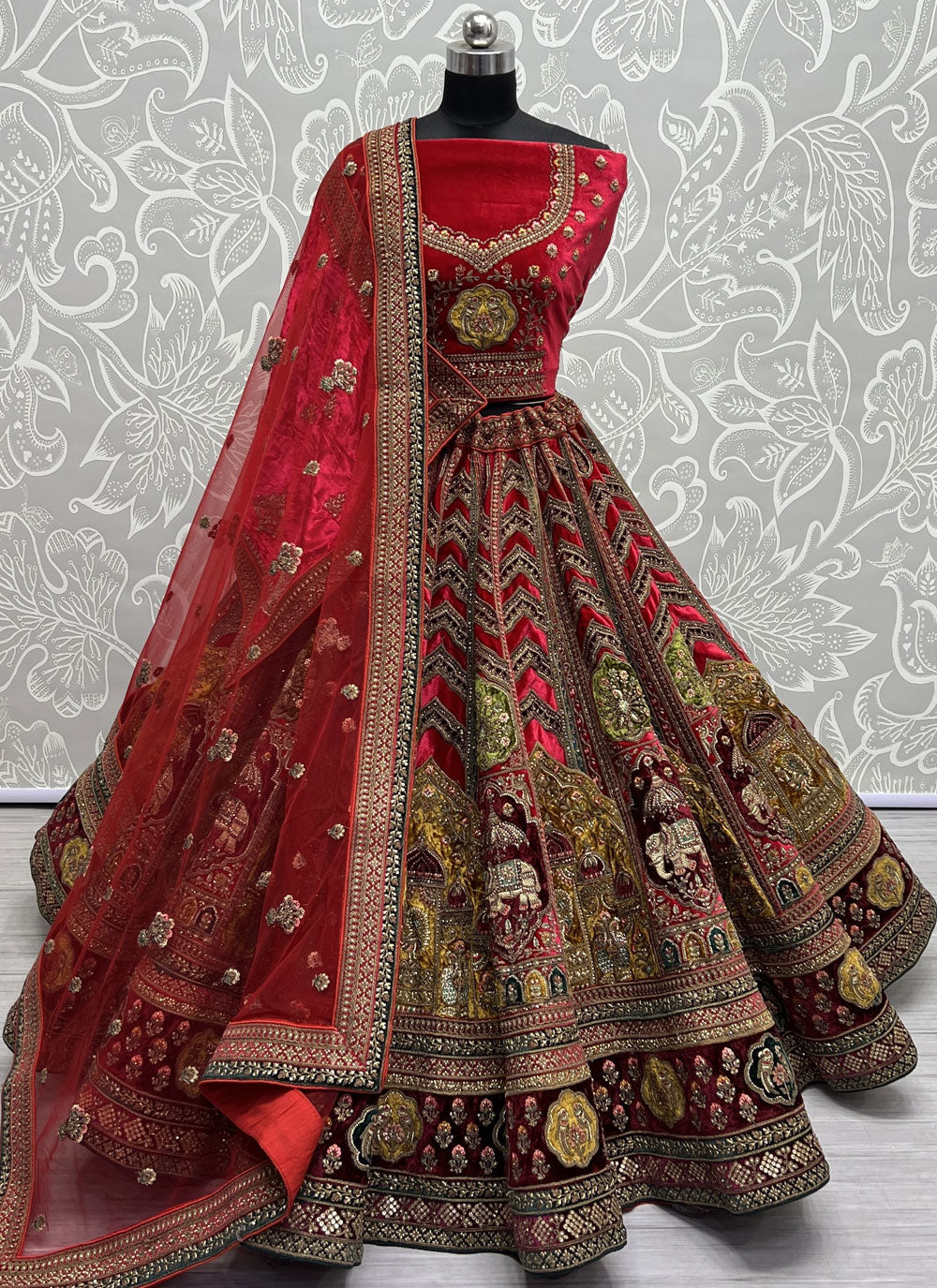 Majestic Red Bridal Lehenga Choli
