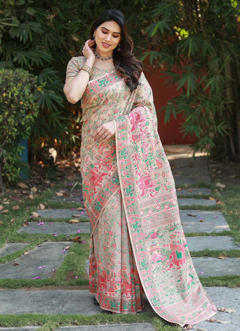 Multi Colour Cotton Printed Classic Saree