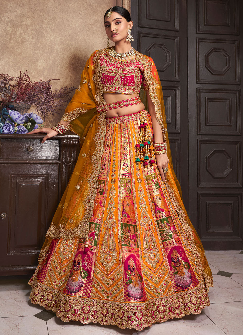 Silk Lehenga Choli With Cut, Embroidered, Patch Border And Sequins Work