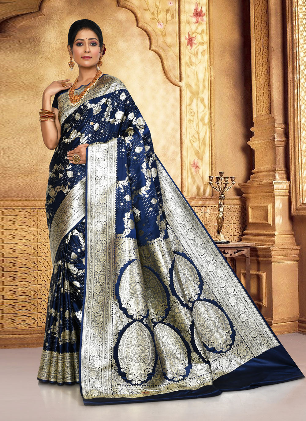 Banarasi Silk Trendy Saree In Navy Blue