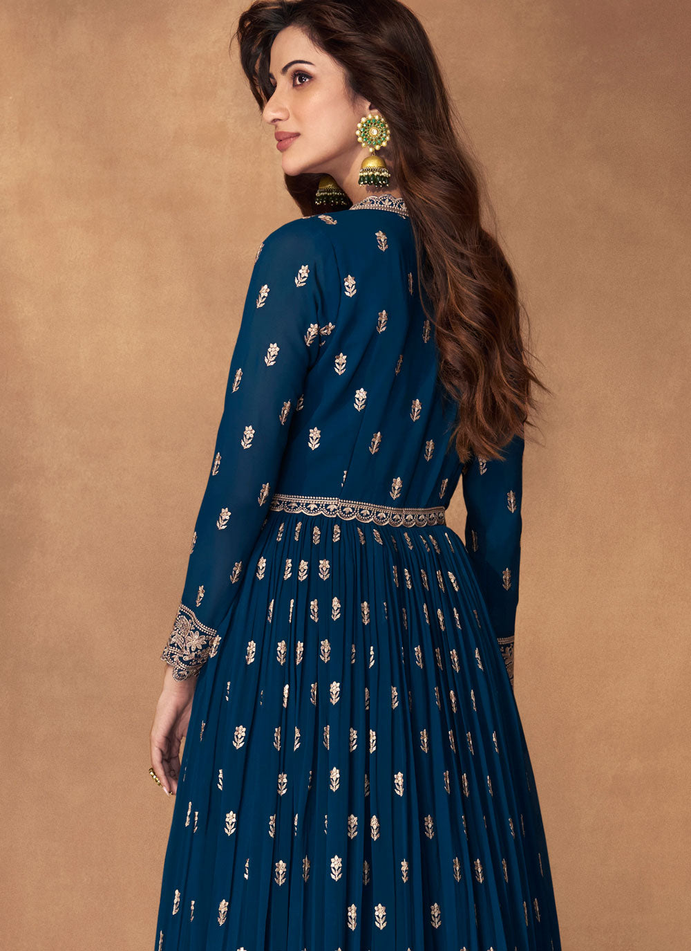 Embroidered And Resham Work Georgette Readymade Lehenga Choli In Blue