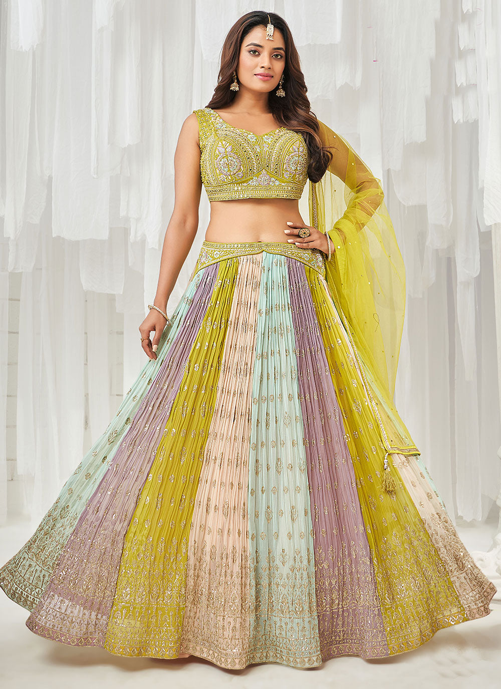 Silk Readymade Lehenga Choli With Embroidered And Sequins Work For Women