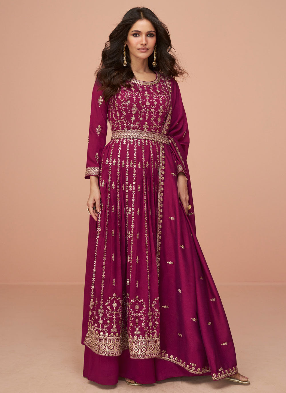 Rani Silk Readymade Salwar Suit With Embroidered Work For Women