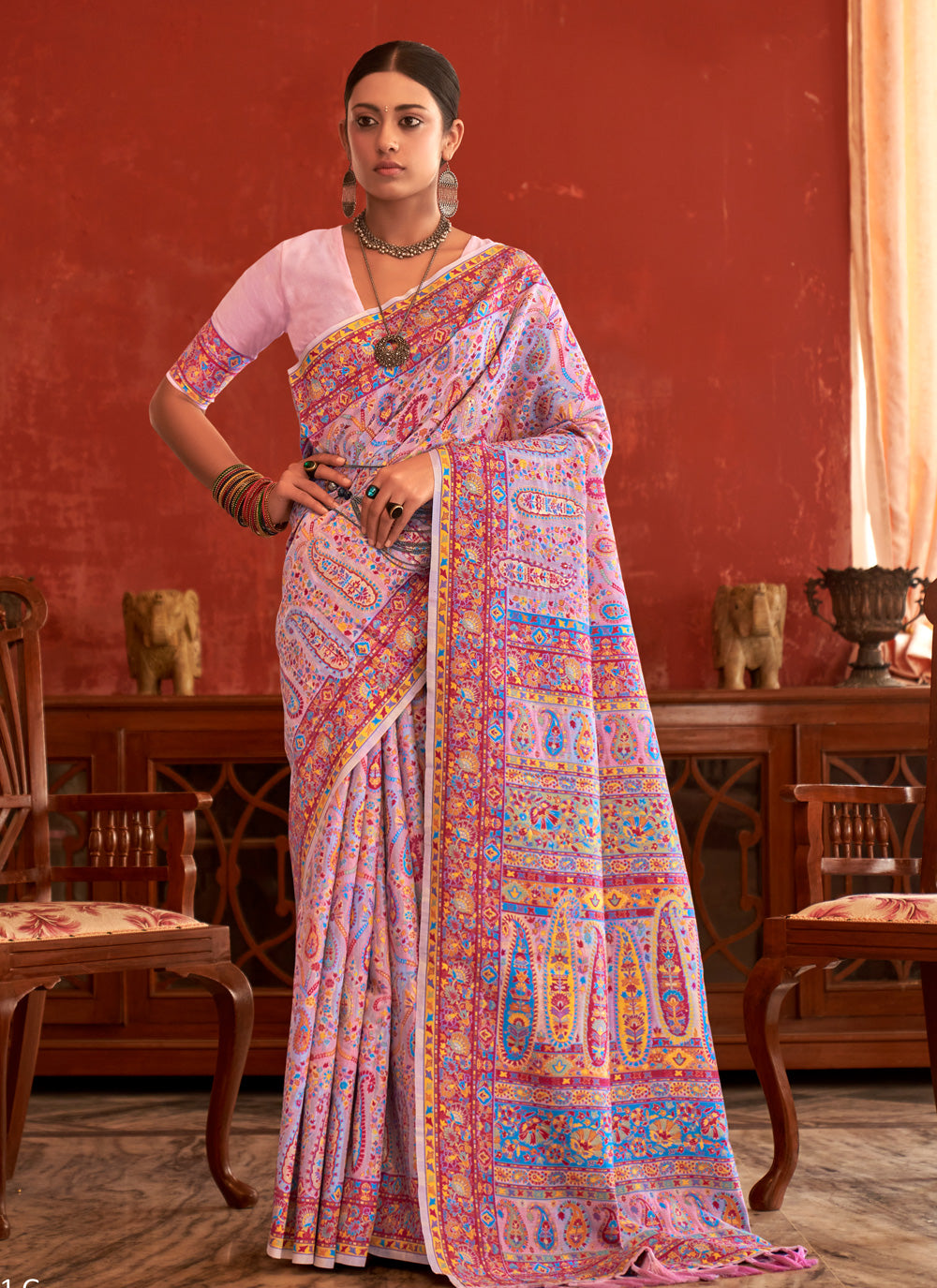 Weaving Contemporary Saree For Engagement
