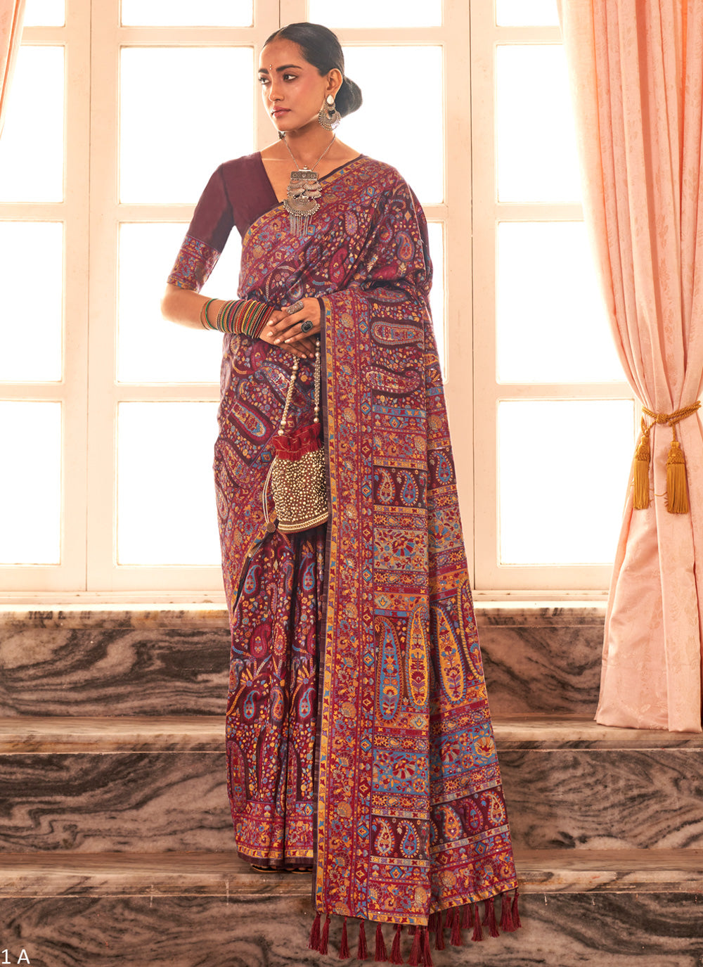 Weaving Classic Saree In Multi Color