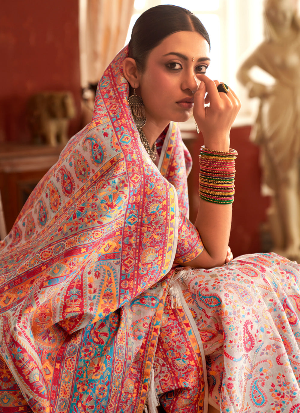 Contemporary Style Saree In Multi Color