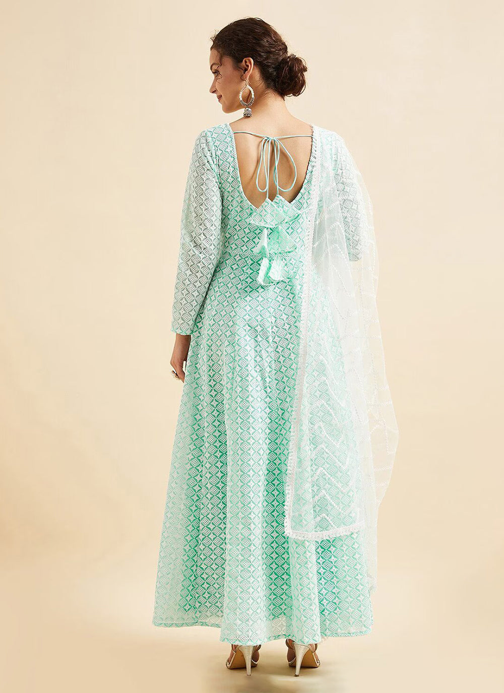 Sky Blue  Embroidered Designer Gown