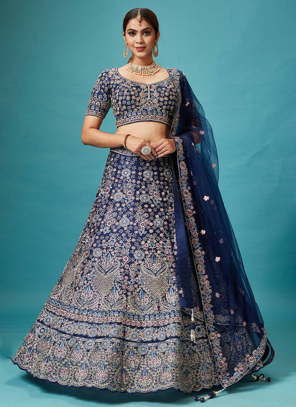Navy Blue Wedding Designer Lehenga Choli