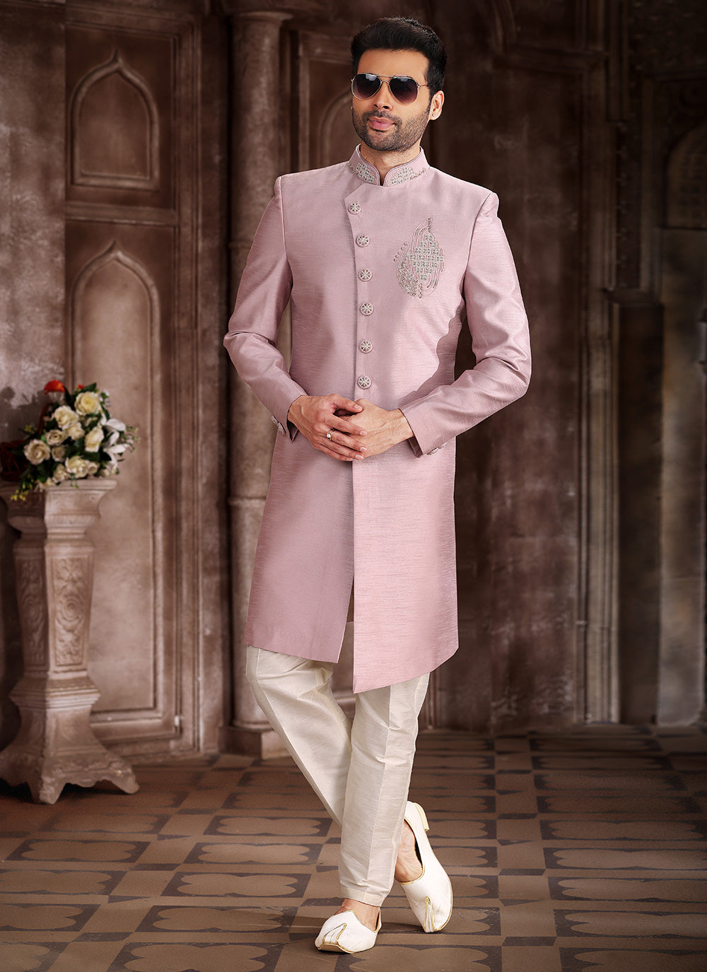 Pink Color Indo Western Sherwani