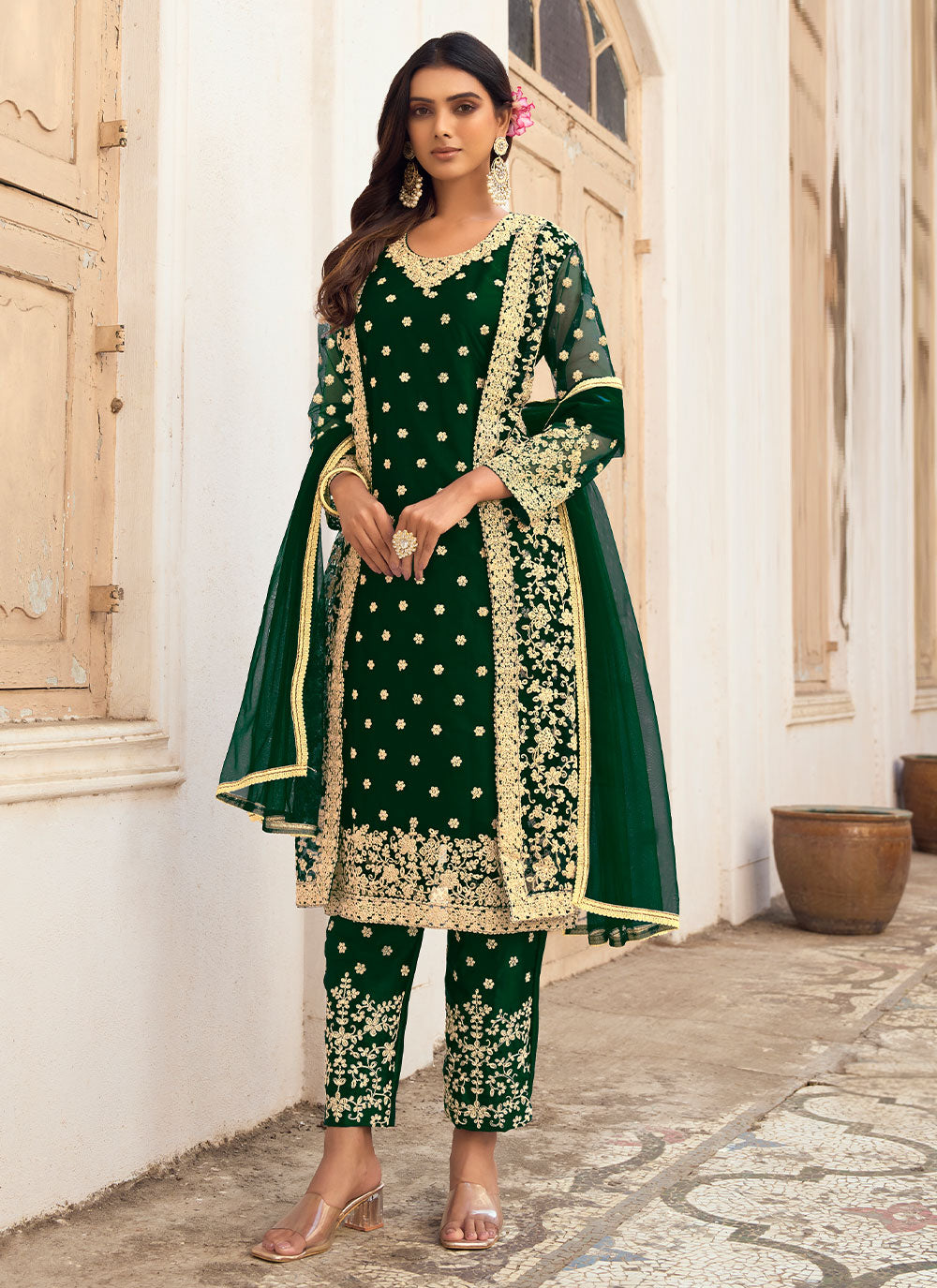 Green Jacket Style Salwar Kameez