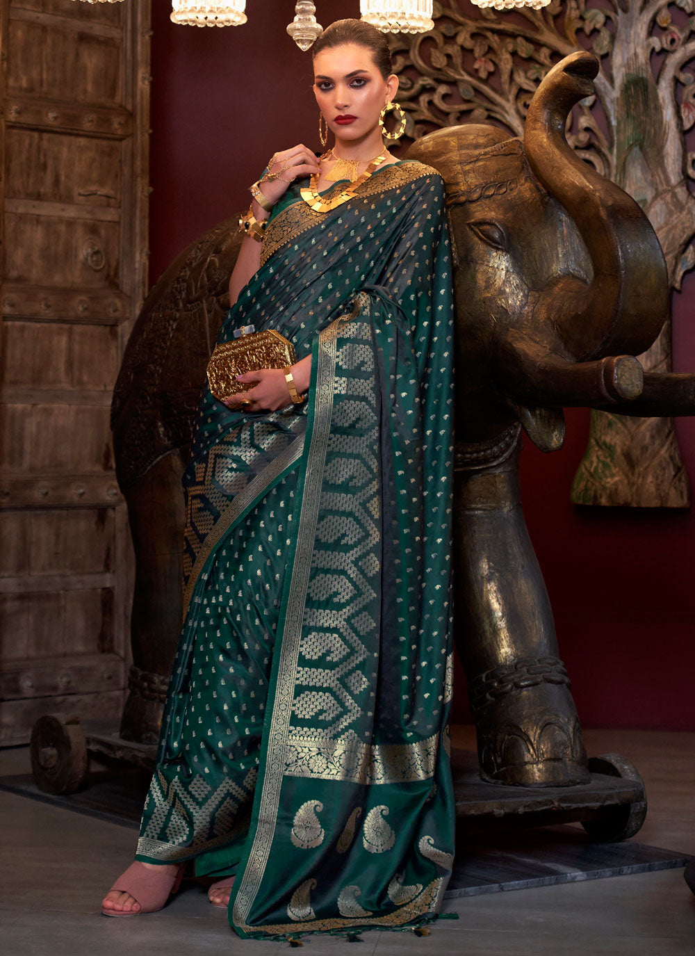 Satin Silk Trendy Saree With Weaving Work