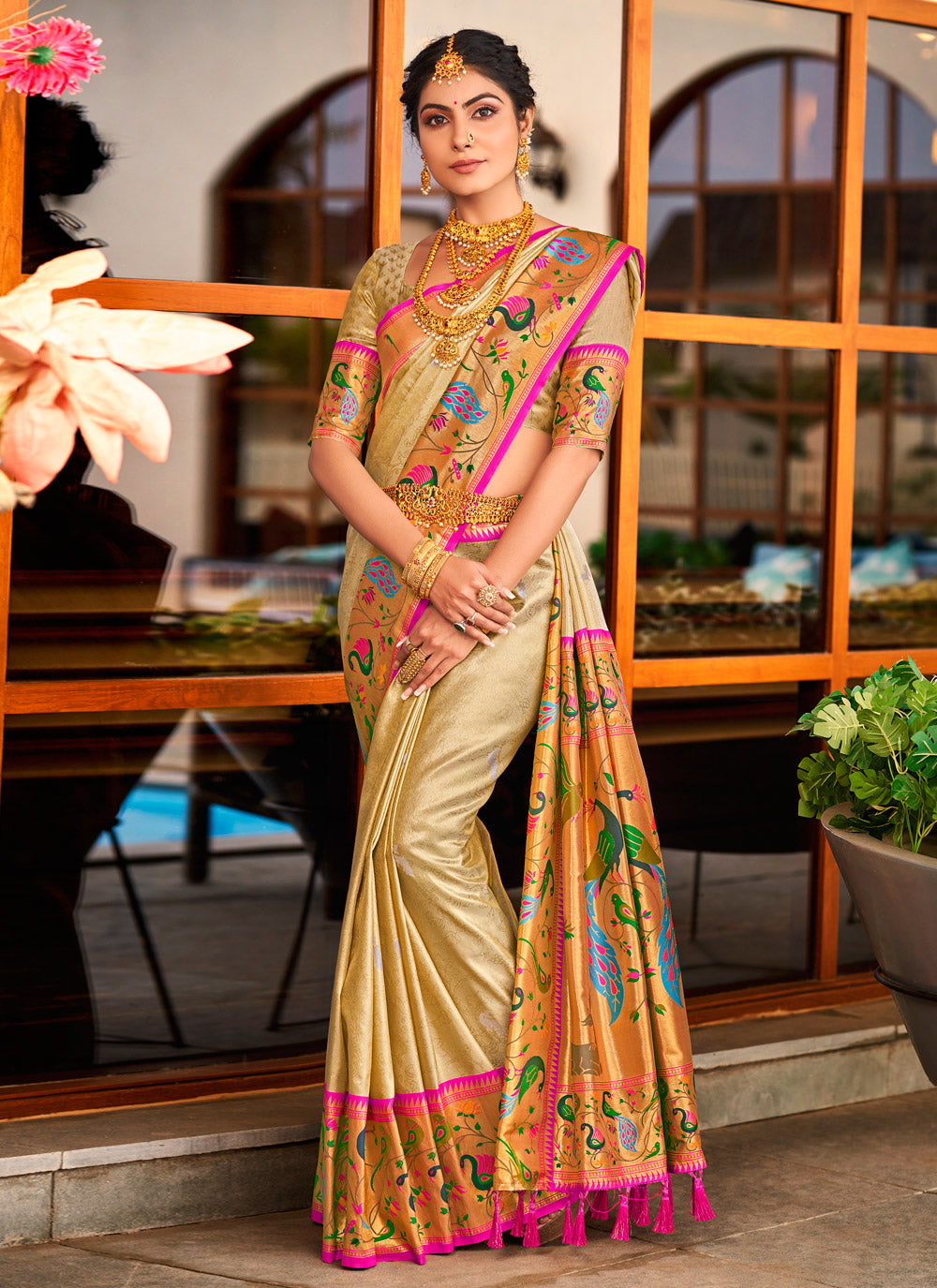 Designer Traditional Saree For Mehndi