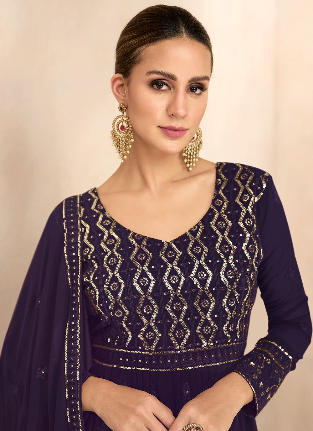 Purple Embroidered Wedding Salwar Suit