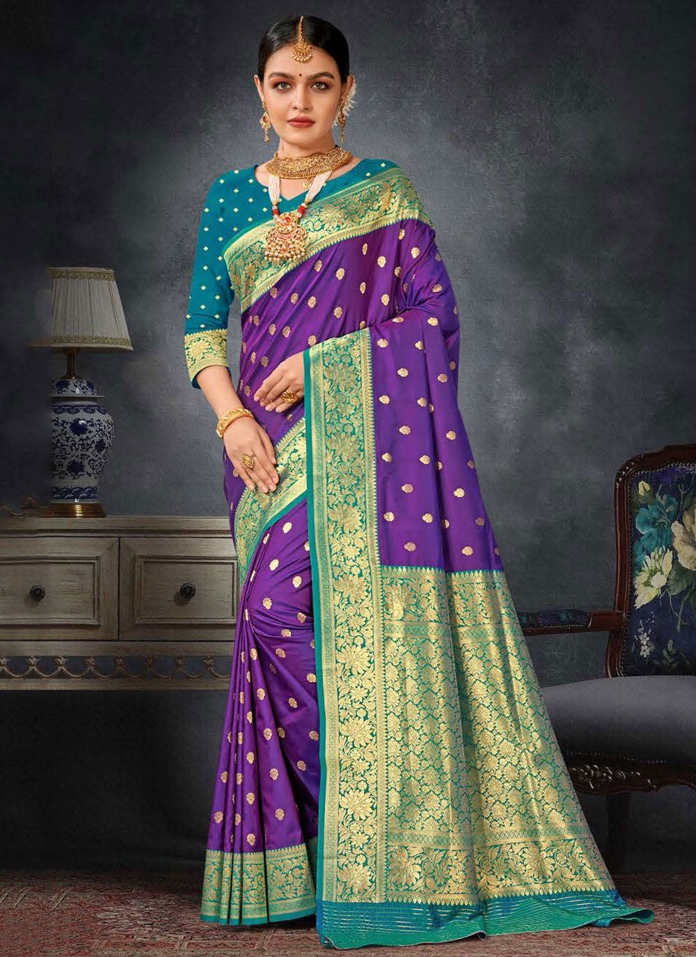 Purple Silk Contemporary Saree