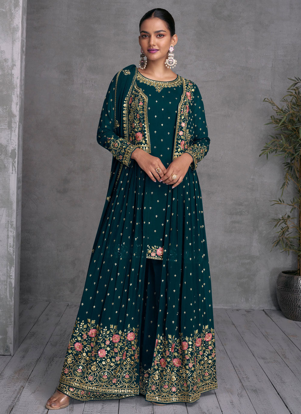 Embroidered Georgette Readymade Salwar Suit