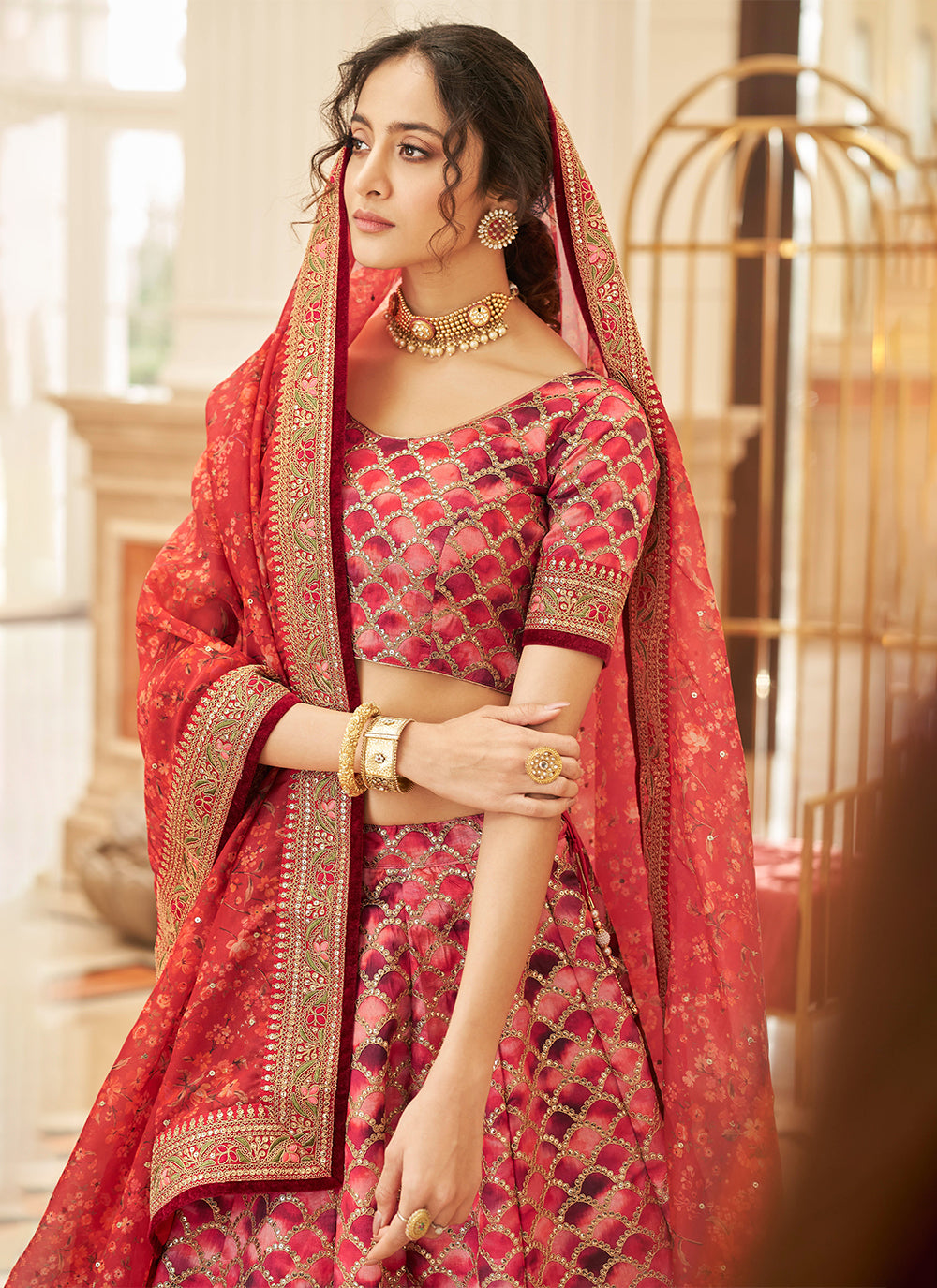 Red Art Silk Designer Lehenga Choli In Wedding