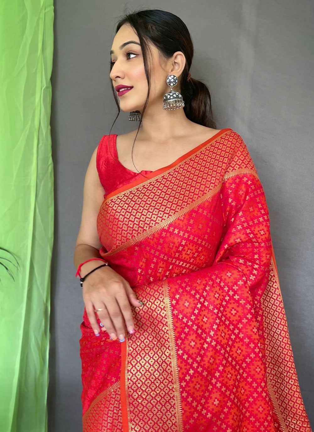 Red Color Trendy Saree