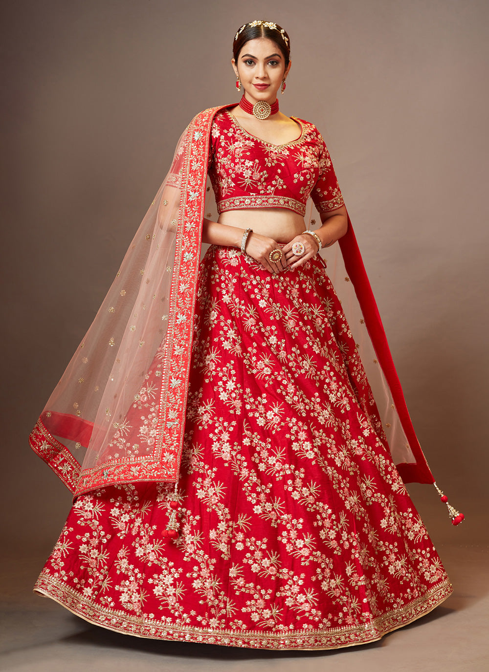 Red Silk Wedding Lehenga Choli For Bridal