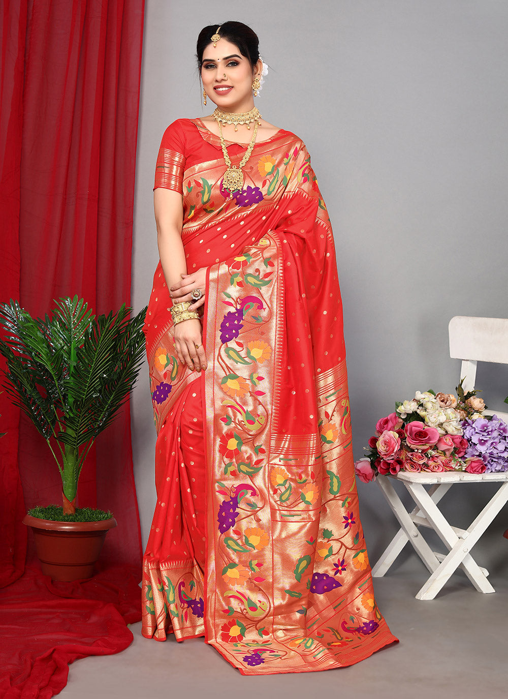 Red Zari Classic Designer Saree