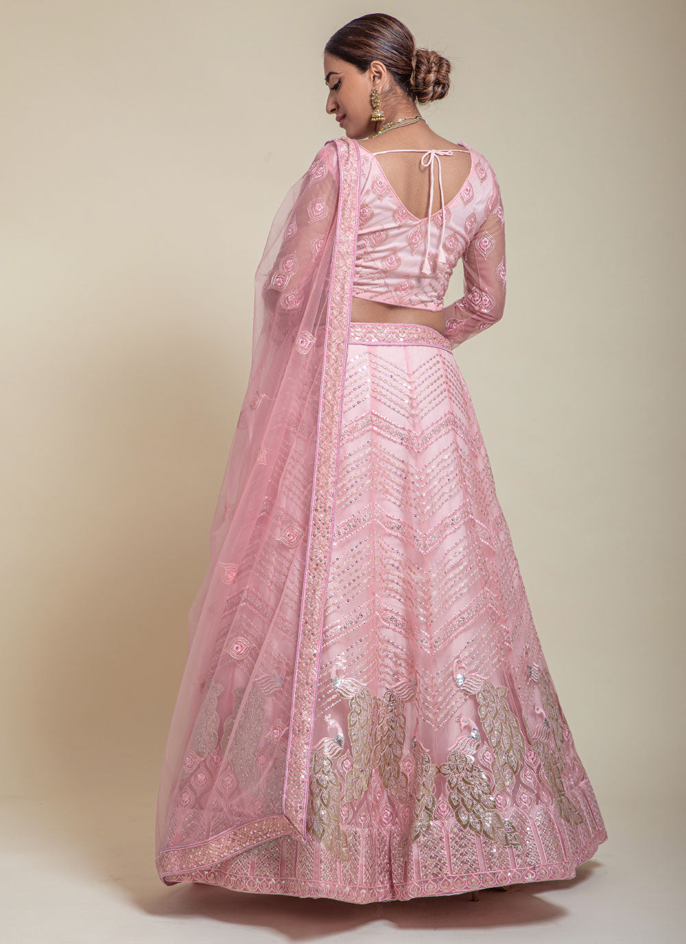 Rose Pink Sequins Trendy Lehenga Choli