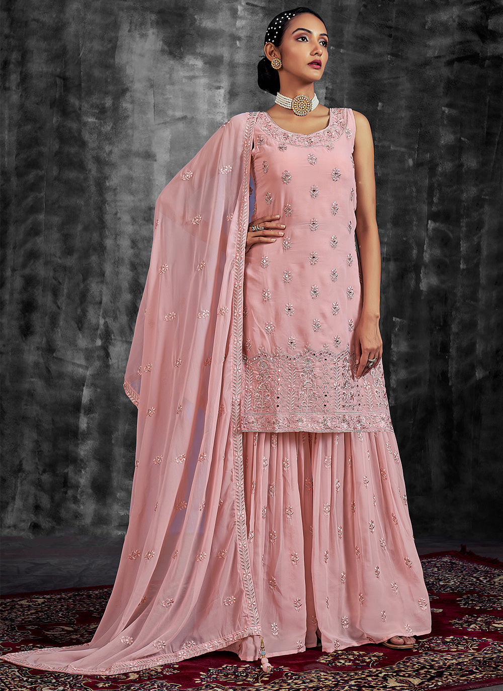 Salwar Kameez In Rose Pink