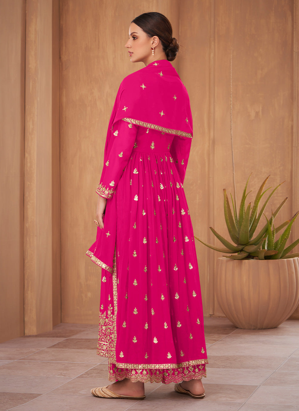 Pink Georgette Readymade Salwar Suit