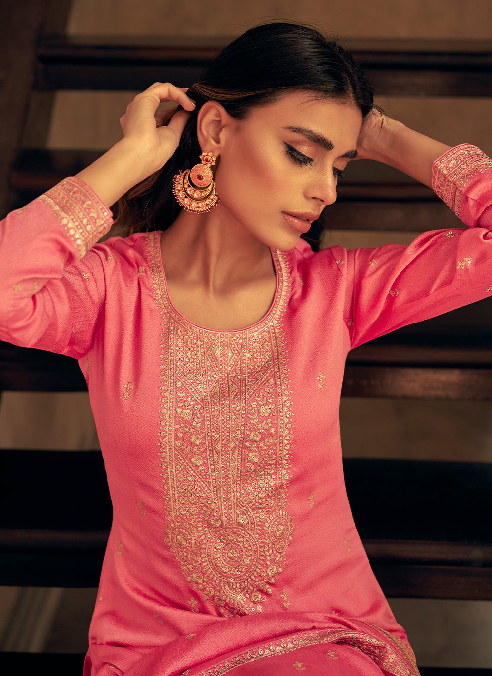 Silk Designer Salwar Kameez In Pink Color 