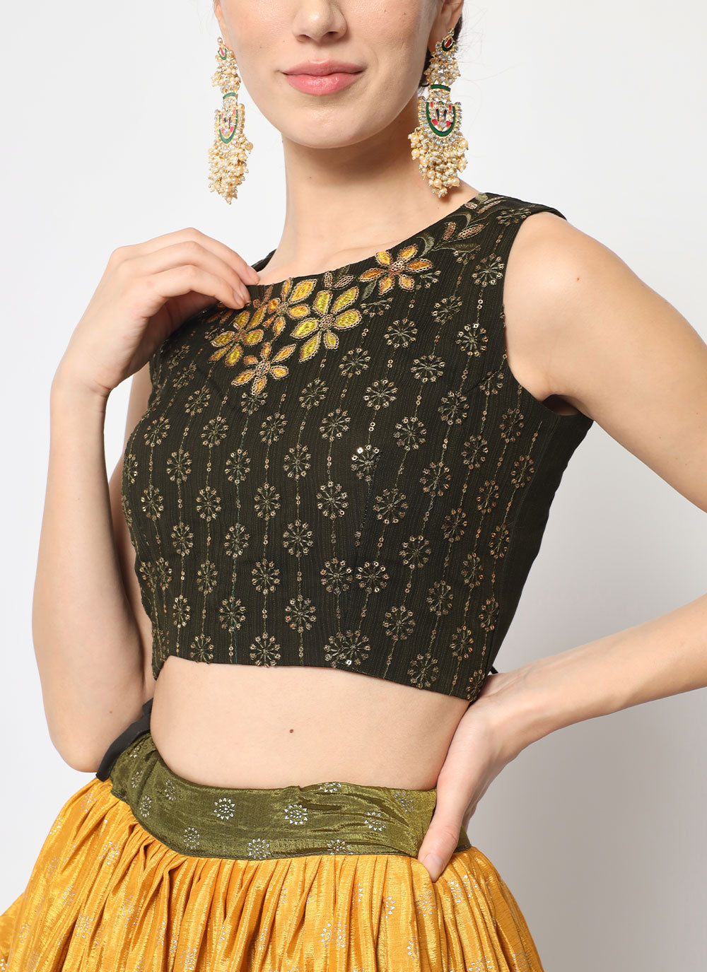 Silk Green Embroidered Trendy Lehenga Choli