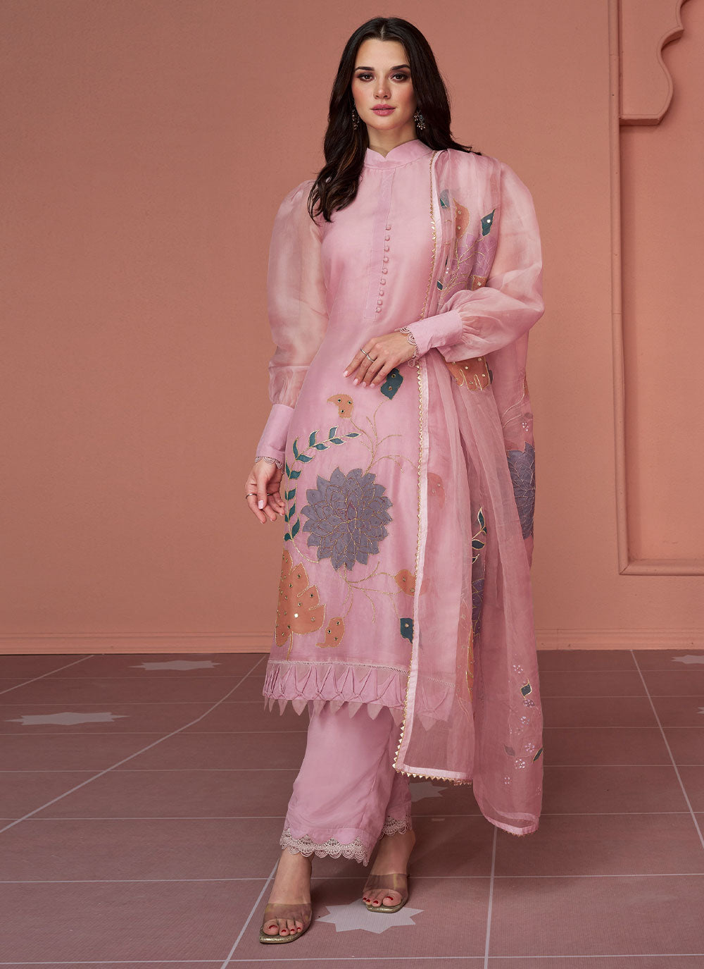 Silk Resham Trendy Salwar Kameez