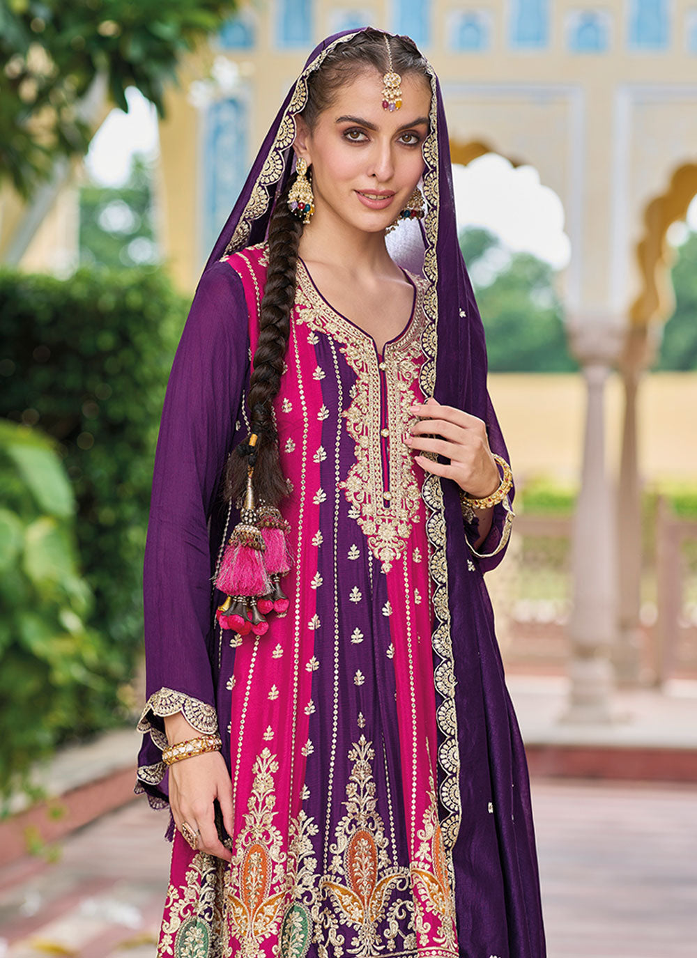 Silk Readymade Salwar Suit With Embroidered Work