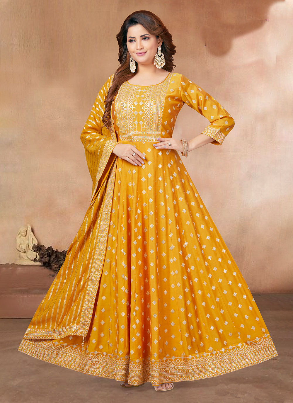 Embroidered Readymade Salwar Suit For Engagement