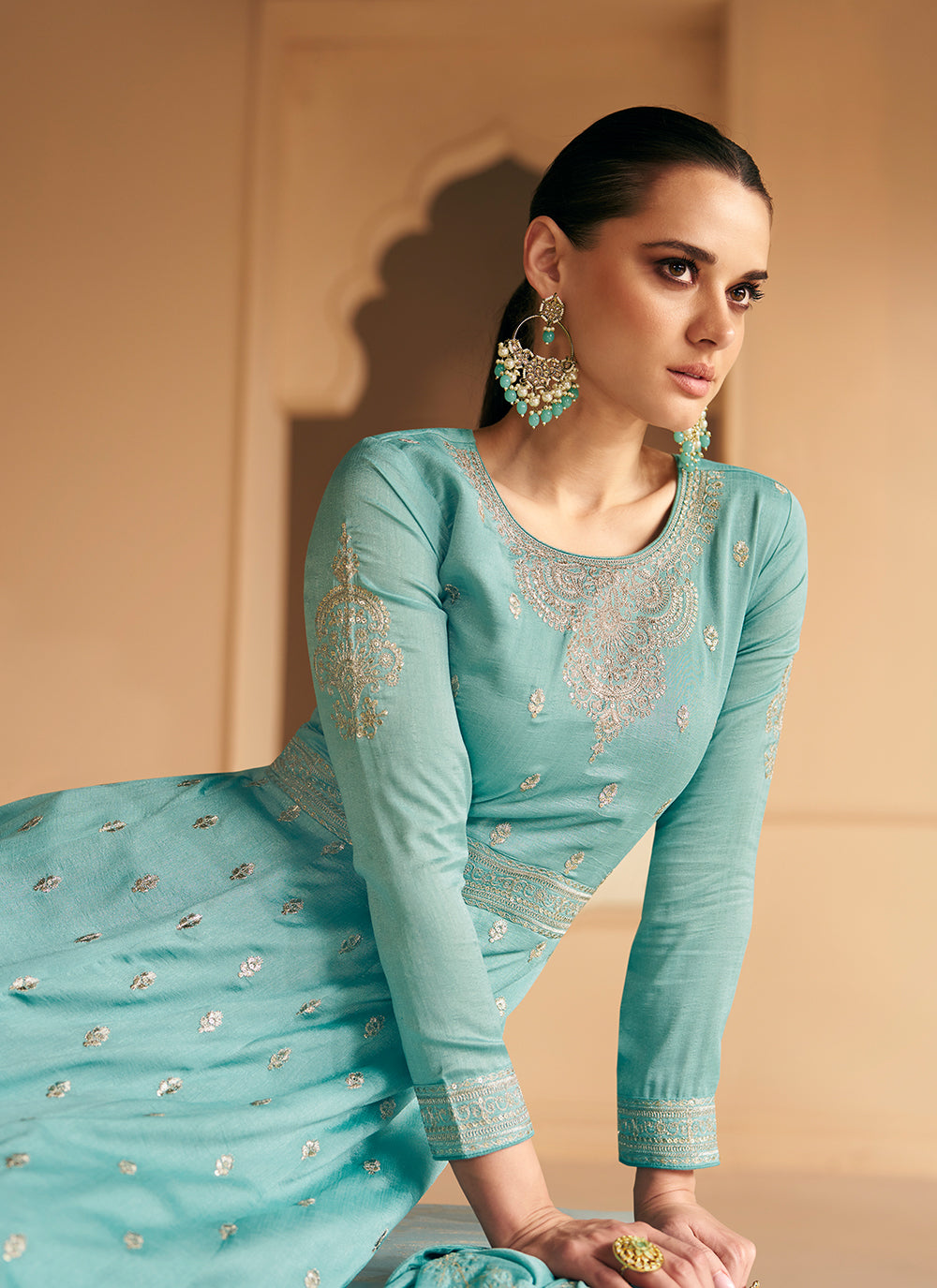 Silk Blue  Designer Salwar Kameez