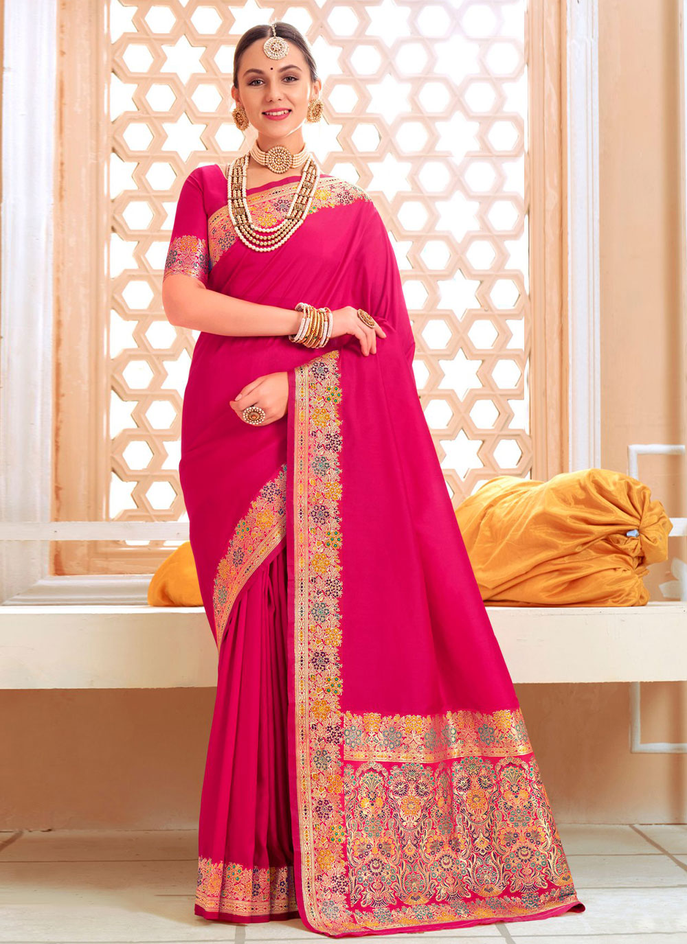 Classic Saree In Hot Pink