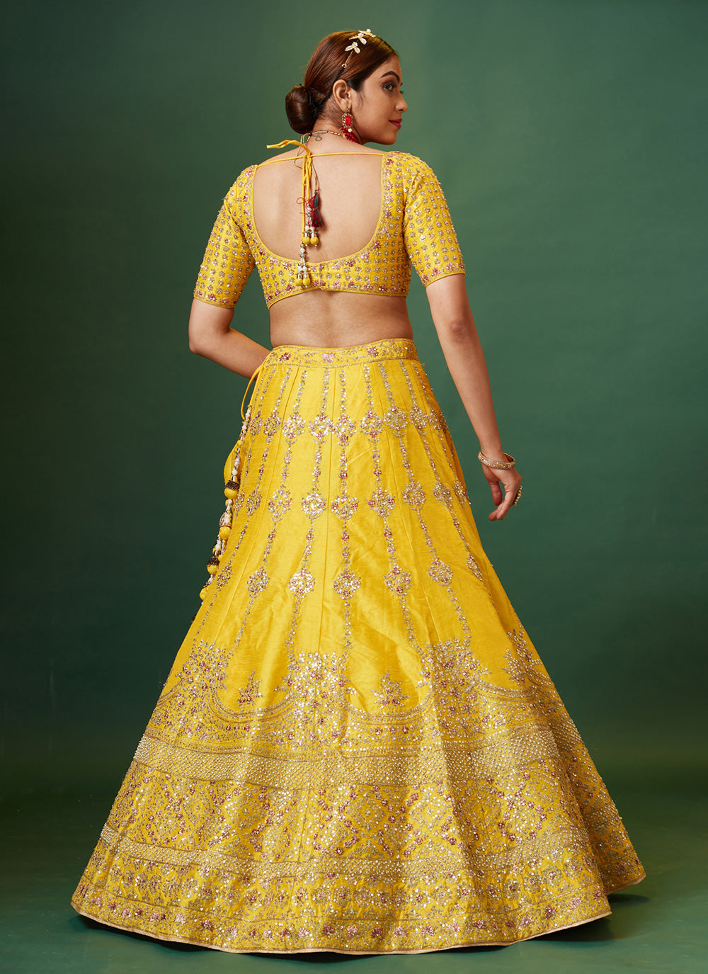Zari Silk Yellow Designer Lehenga Choli
