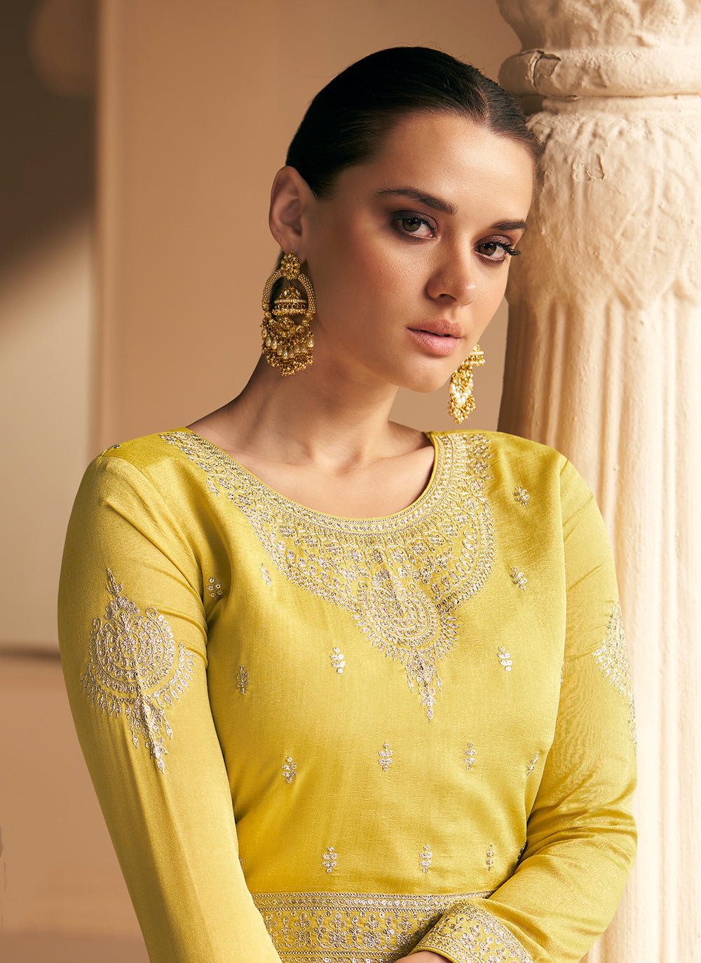 Silk Yellow Trendy Salwar Kameez