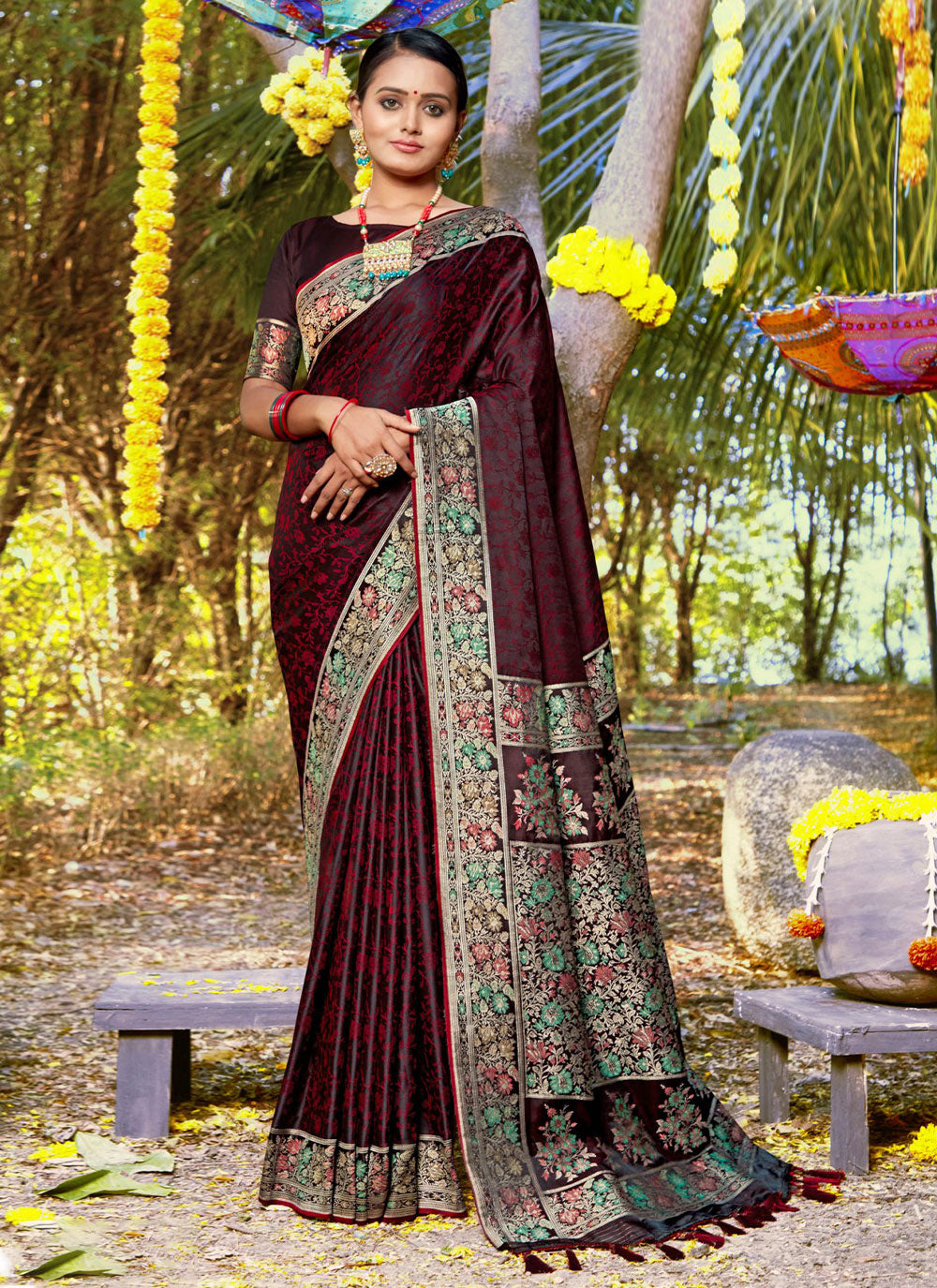 Satin Silk Woven Traditional Saree