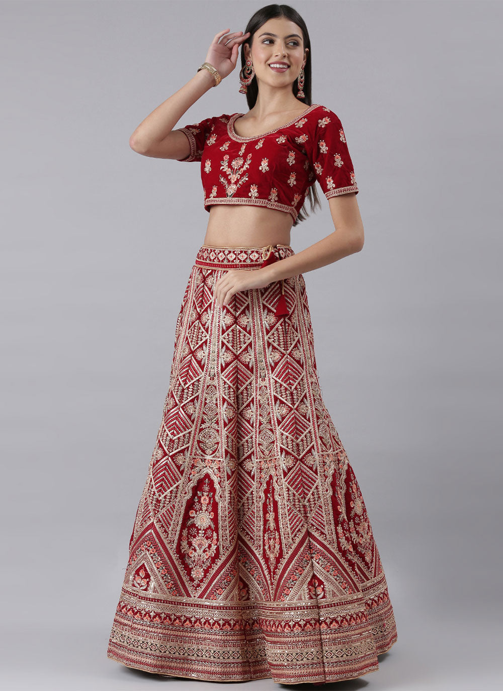 Trendy Lehenga Choli Embroidered Silk In Red