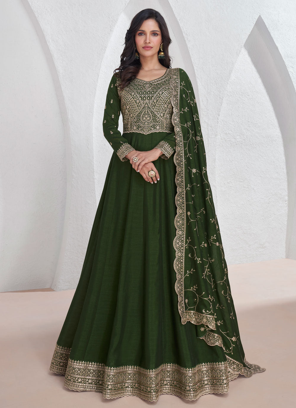 Silk Gown In Green