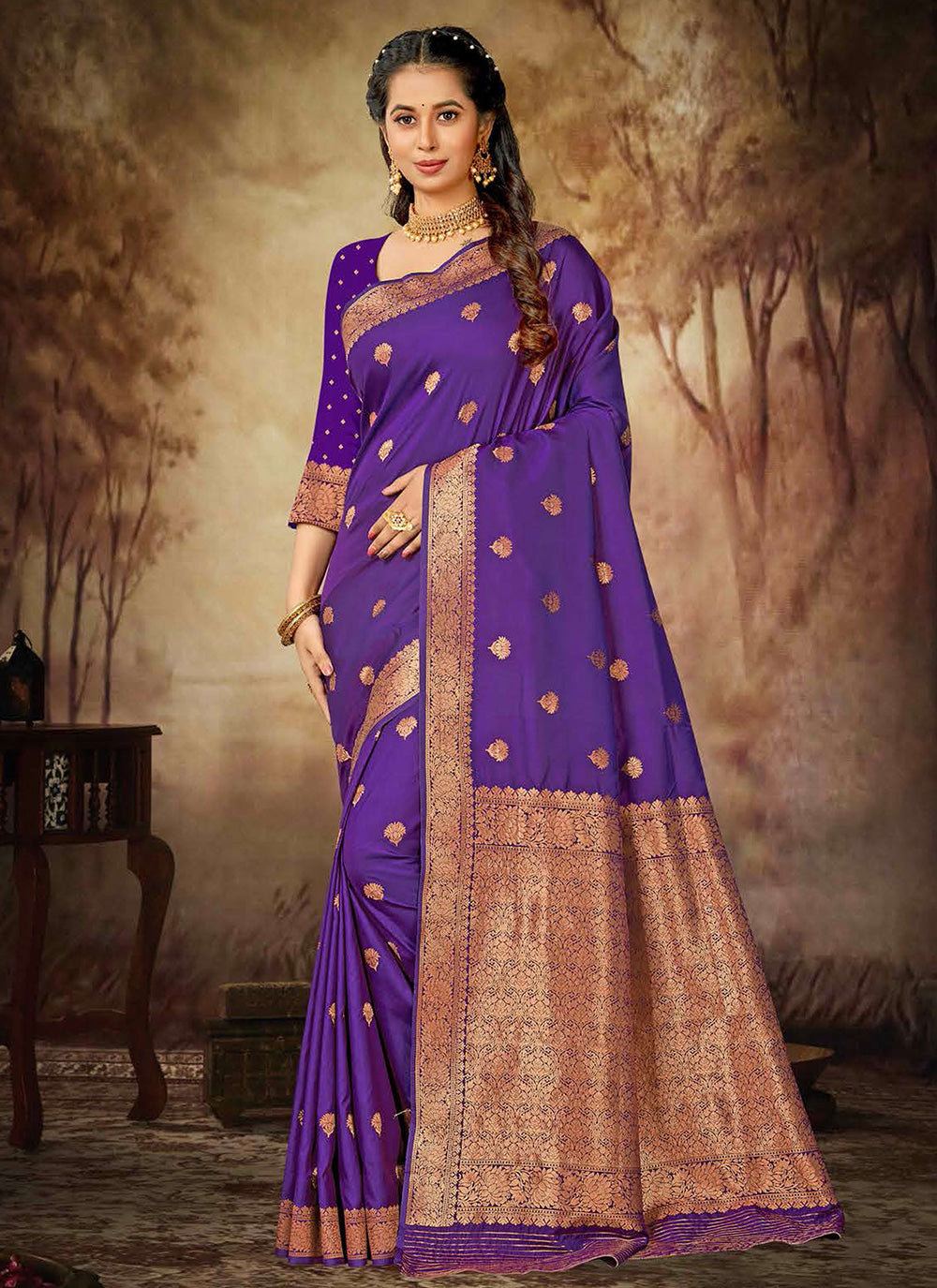 Violet Silk Traditional Saree