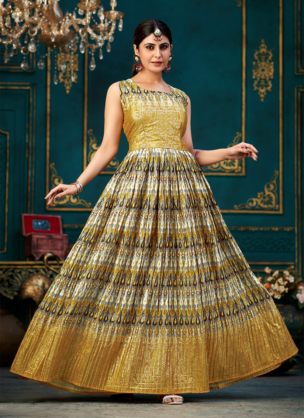 Mustard Ceremonial Designer Gown