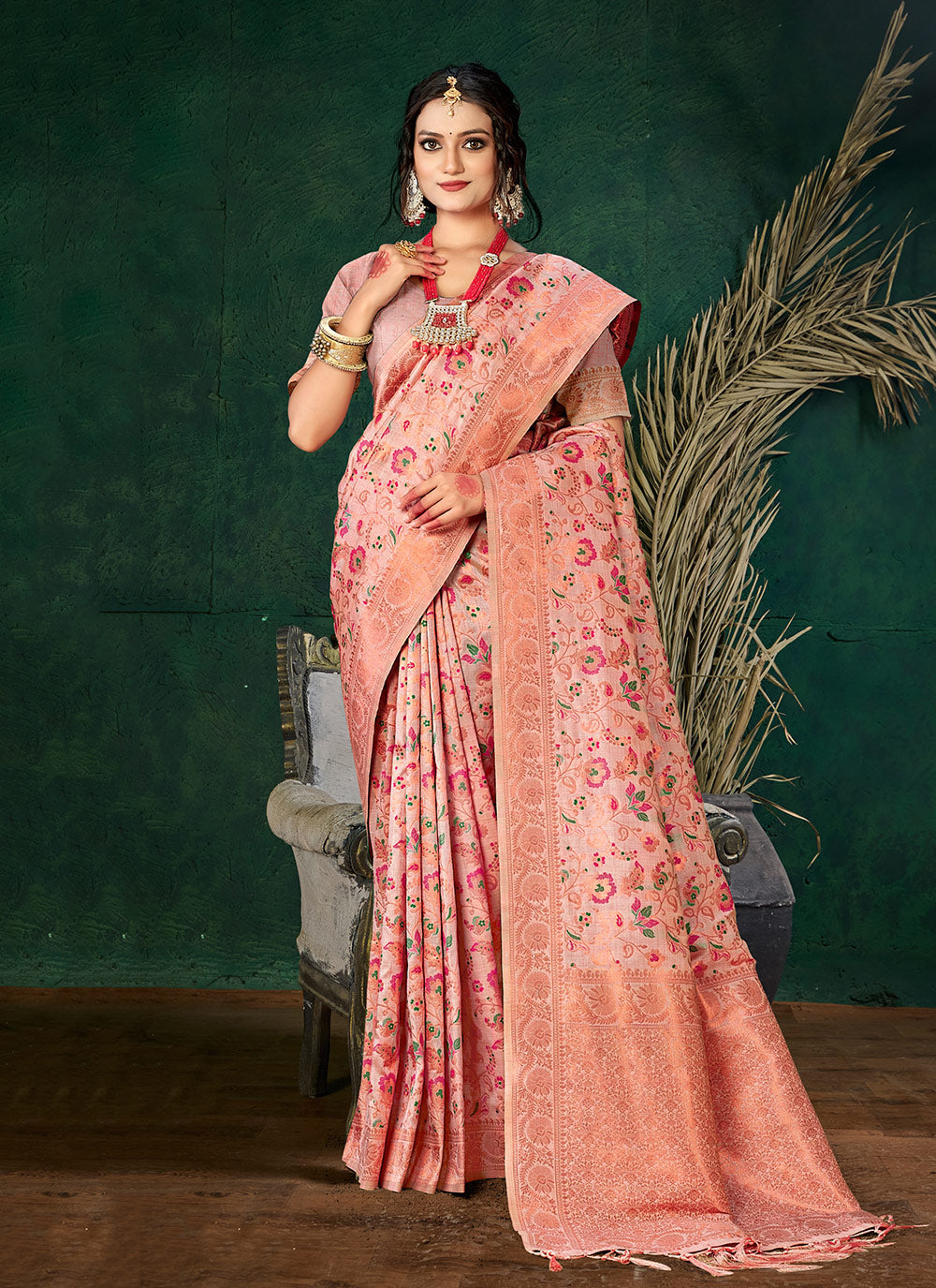Designer Traditional Saree In Pink