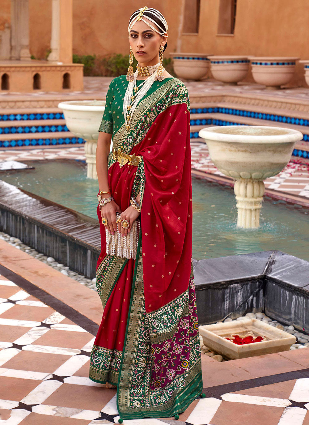 Contemporary Saree In Red
