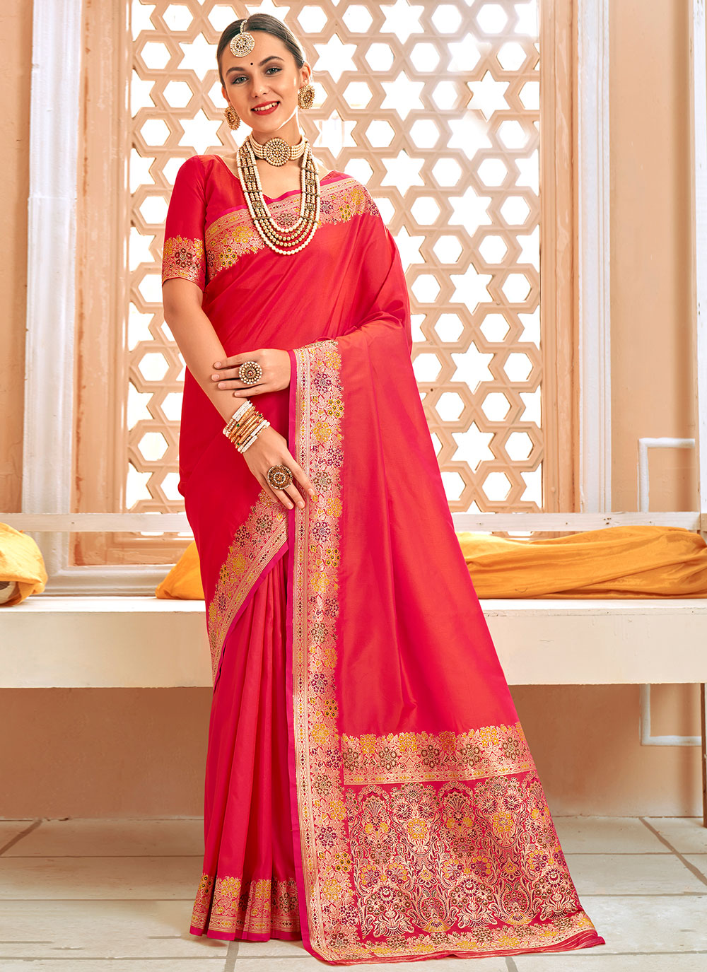 Designer Saree In Red