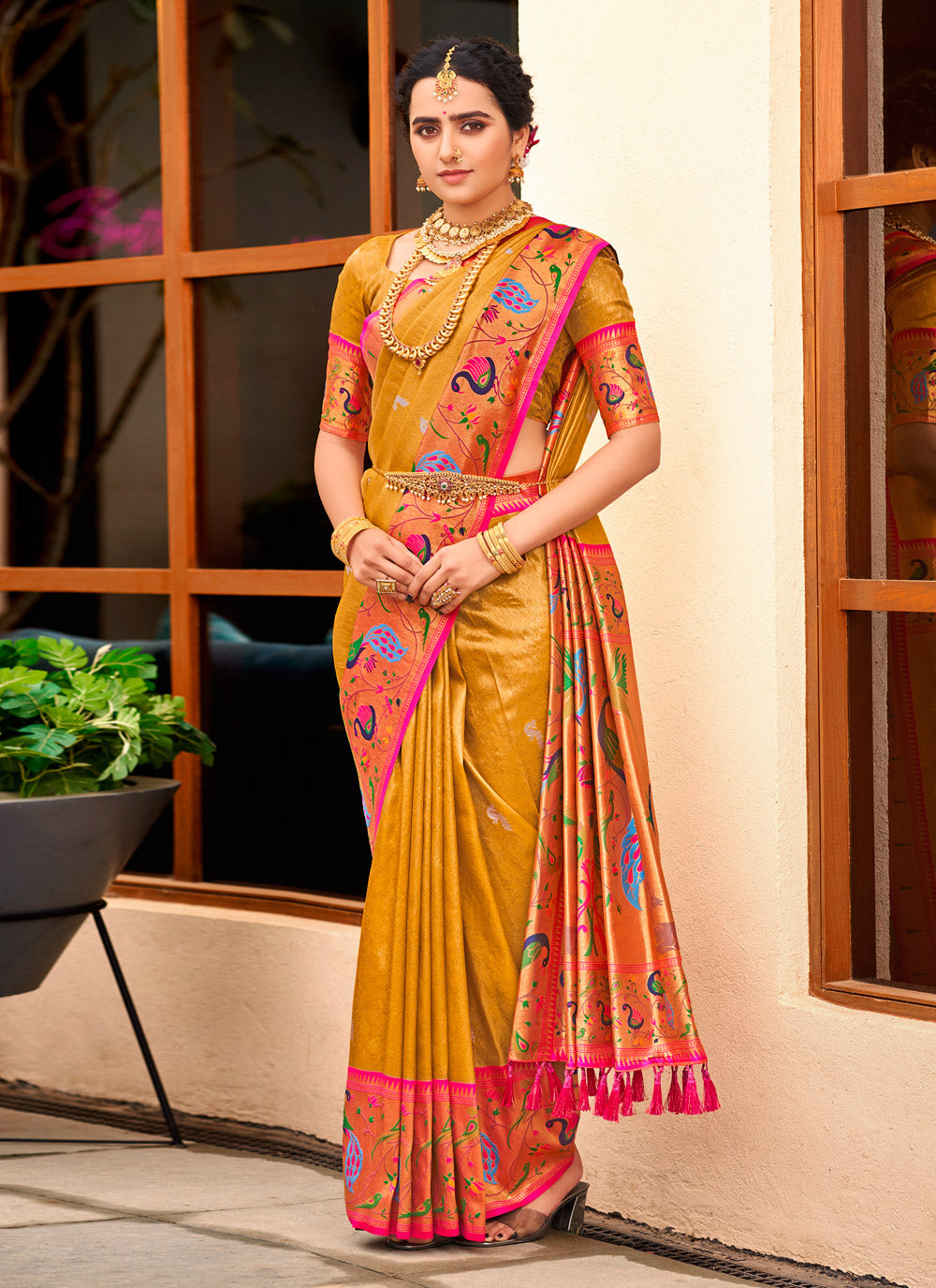 Designer Traditional Saree In Yellow Color
