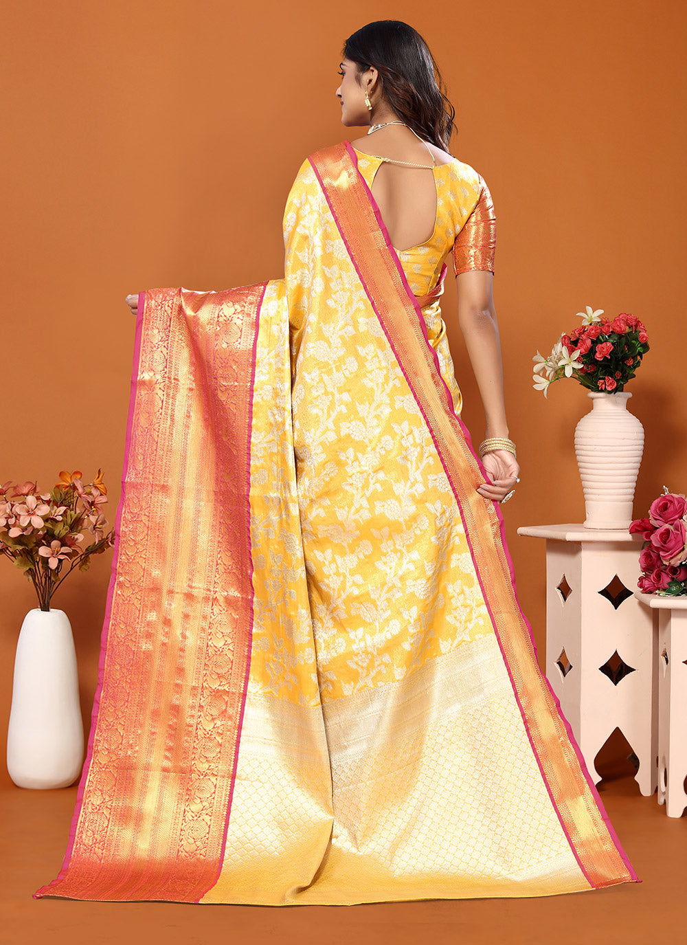 Trendy Saree In Yellow Color