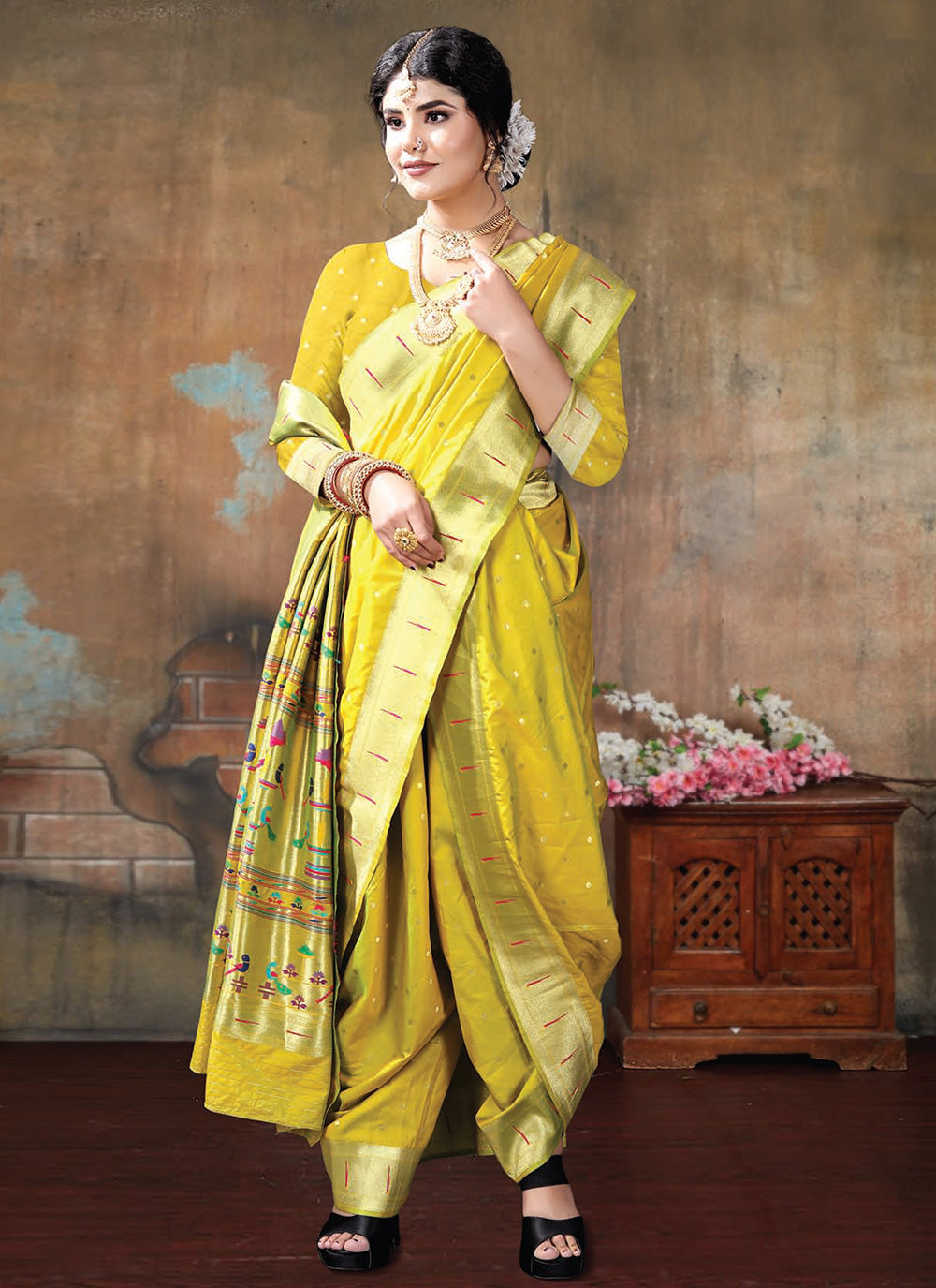 Yellow Sangeet Traditional Saree